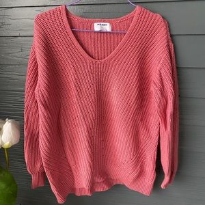 Old Navy pink balloon sleeve cable knit sweater S